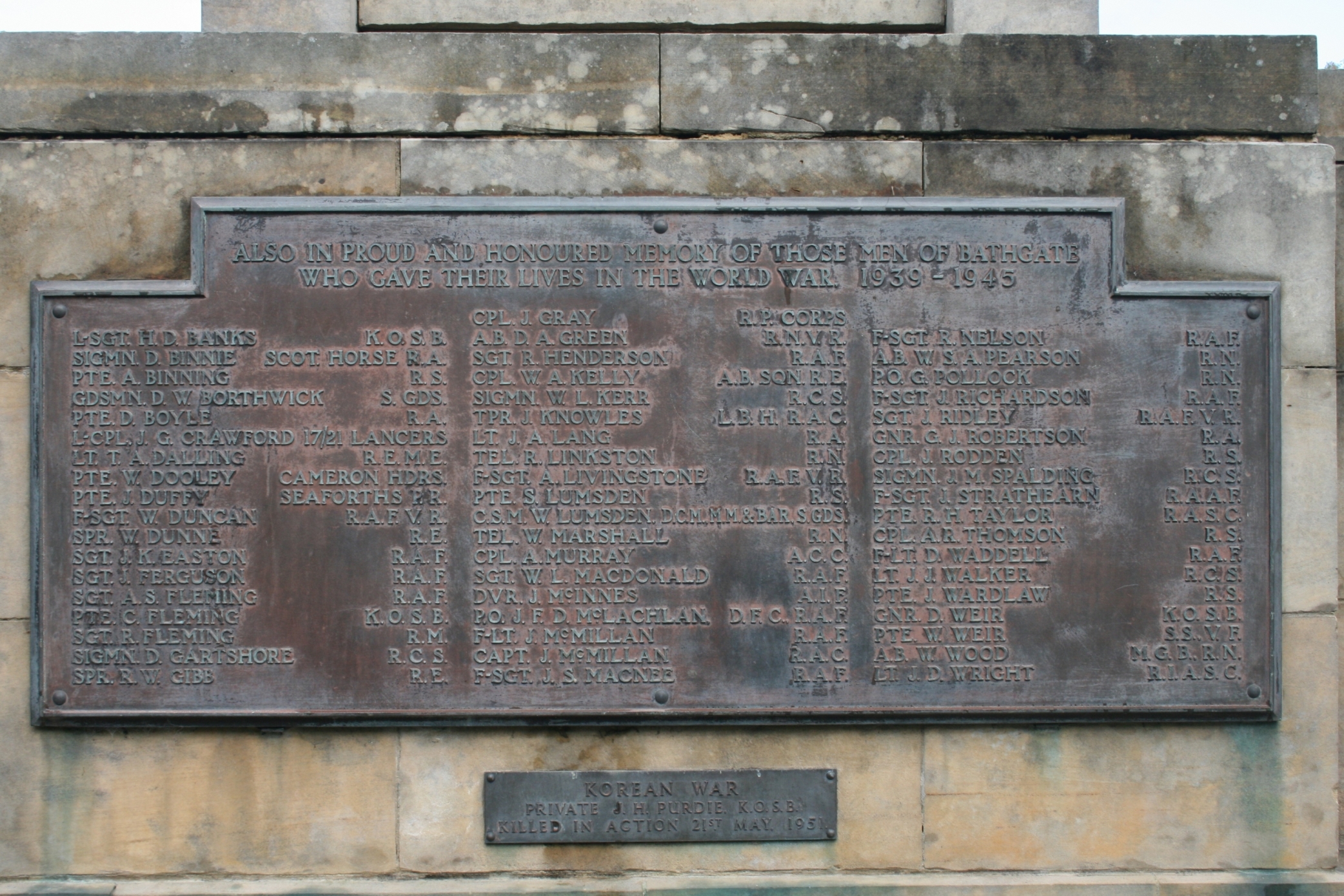 Bathgate War Memorial War Memorials Online