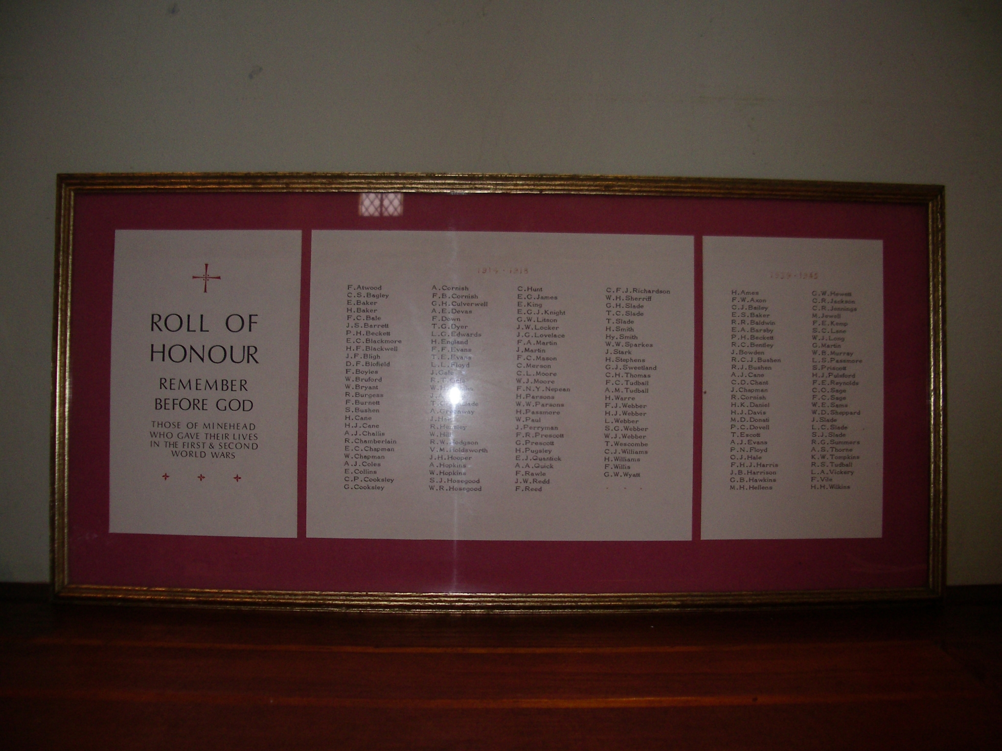 Minehead Roll Of Honour War Memorials Online