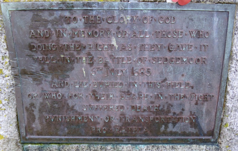 Battle of Sedgemoor Stone of Remembrance. - War Memorials Online