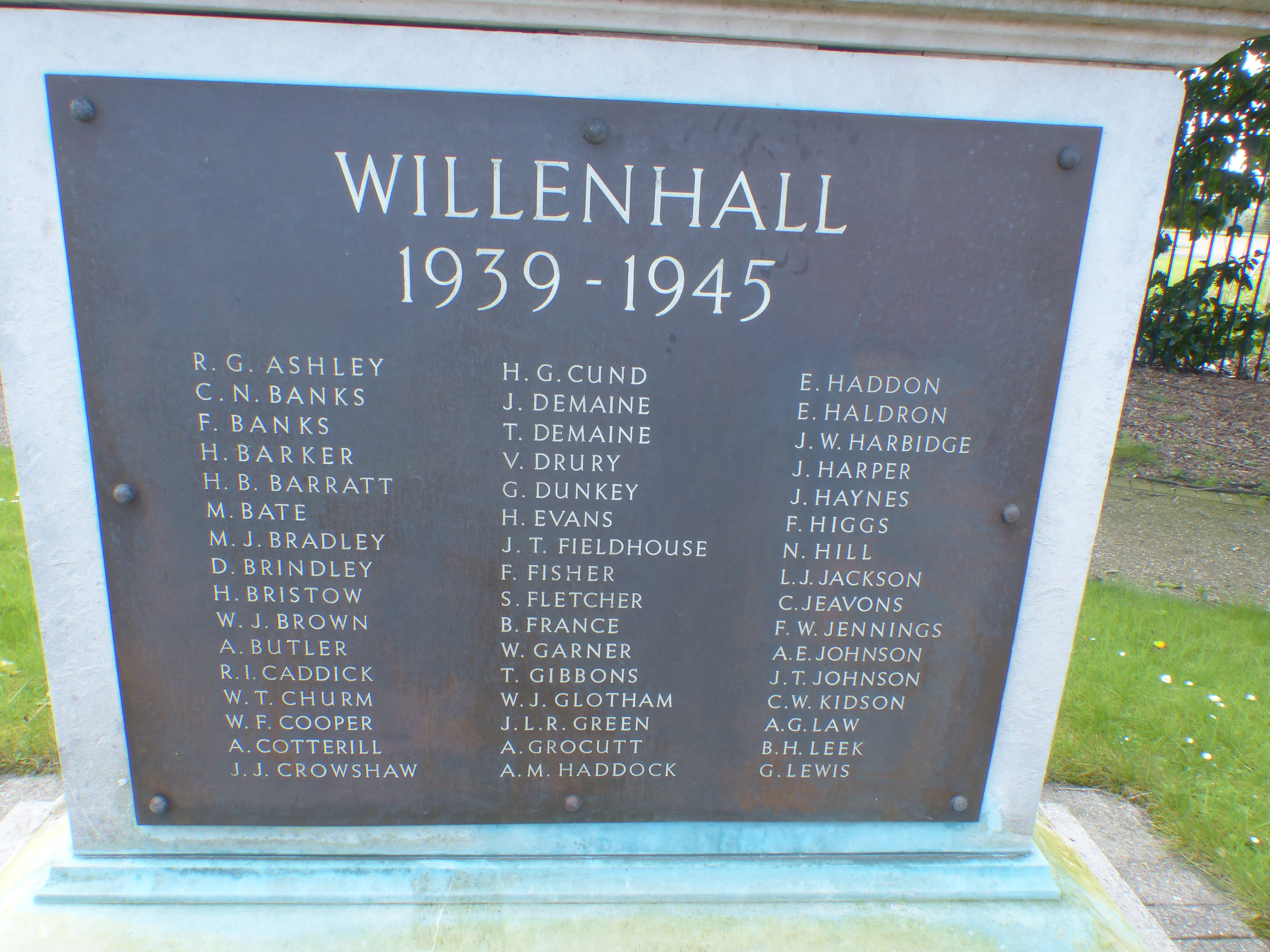 Willenhall Memorial Garden Ww11 N I Civilian War Memorials Online