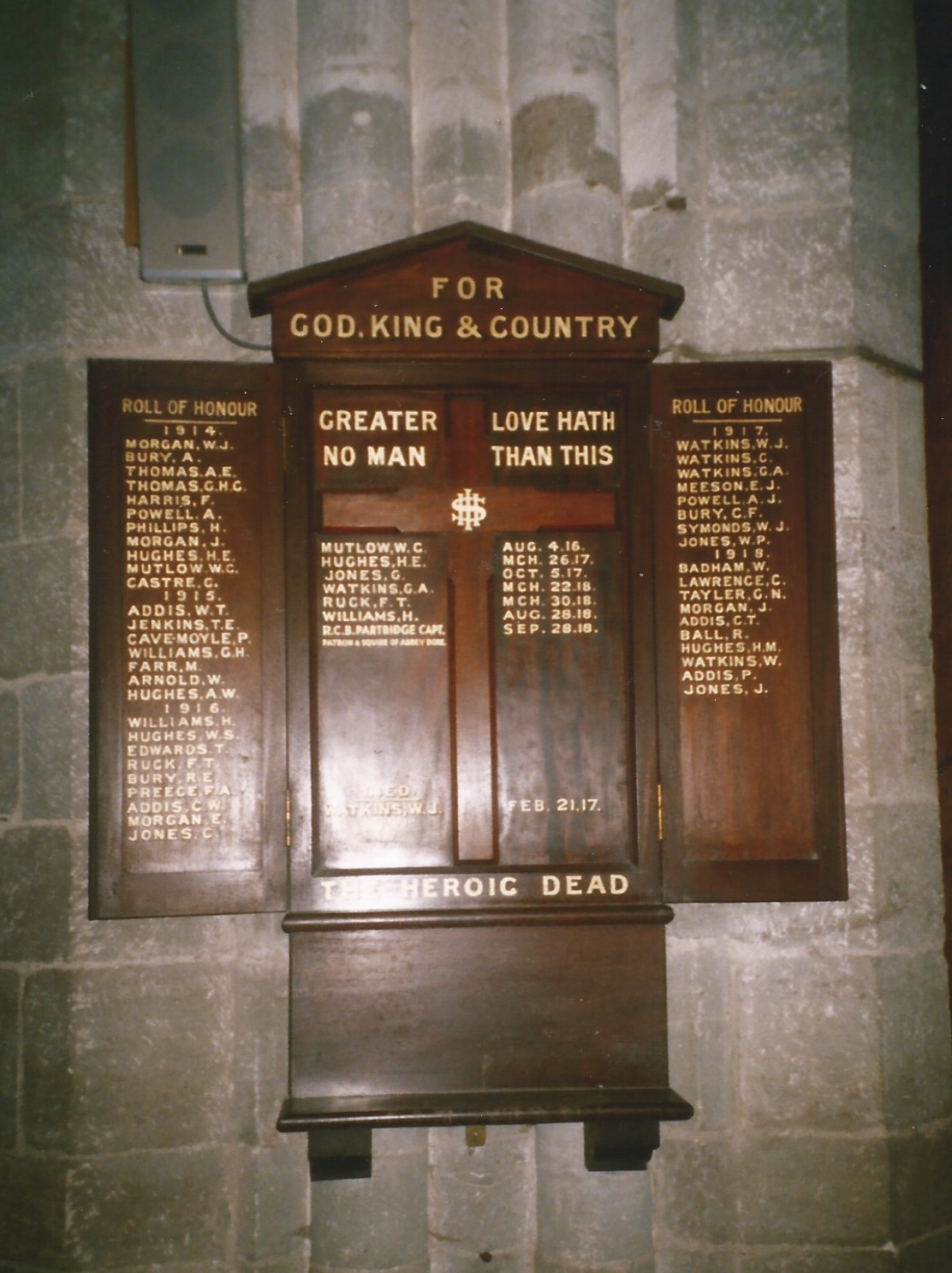 Abbey Dore Ww1 Triptych War Memorials Online