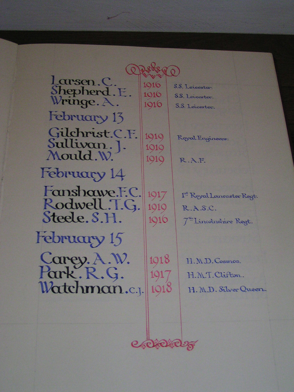 Grimsby Minster Calendar Roll Of Honour War Memorials Online