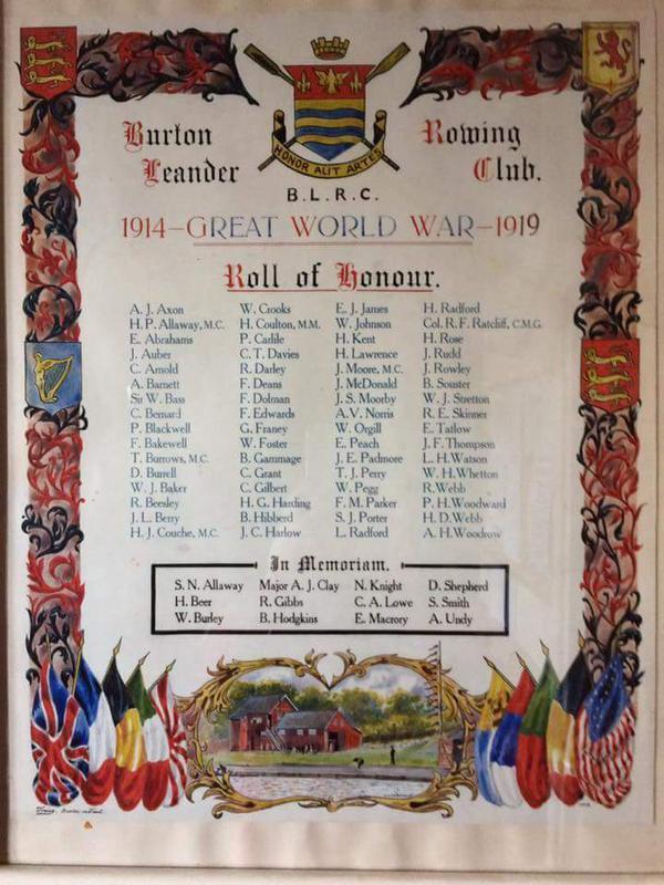 Leander Rowing Club Roll Of Honour Ww1 War Memorials Online